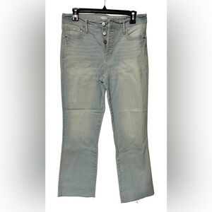 Old Navy Light Wash Women's Style Flare Jeans—High-rise Ankle Button Closure